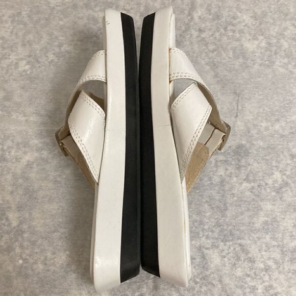 Celine Paris Low Wedge Slide Sandal With Crisscross Straps in White Leather. - Picture 4 of 11